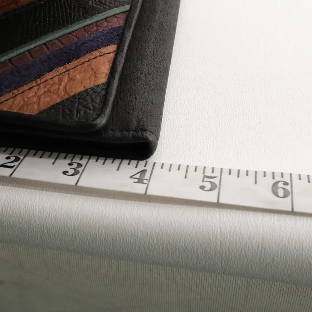 Michael Stevens Leather Wallet Women Trifold Multicolor Striped Clutch ID Cards